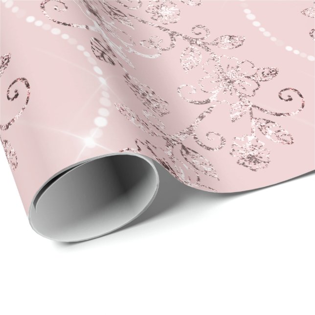 Papel De Presente Ouros Esmagadores Pearl Pó Rosa Rosa VIP (Ponta do rolo)