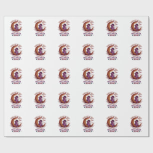 Papel De Presente Ouse Halloween Medo Boneca Voodoo Roxa Crescente M