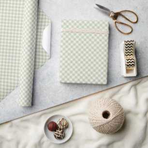 Papel De Presente Outono Antigo Gingham Retro Oliva Suave