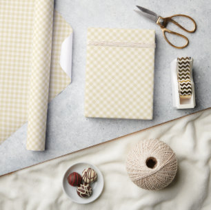 Papel De Presente Outono Antigo Retro Gingham   Trigo Dourado