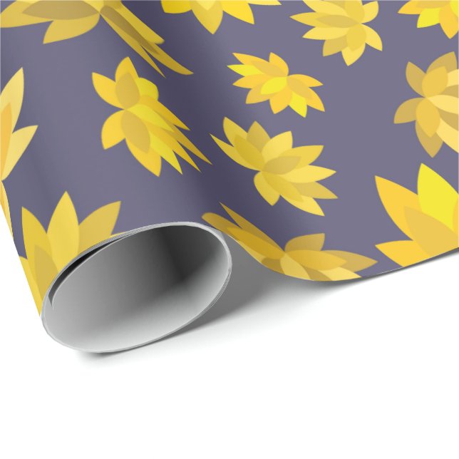 Papel De Presente Outono Ouro Florais Sem Fios Ação de Graças (Ponta do rolo)