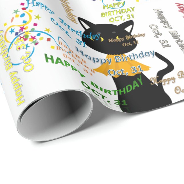 Papel De Presente Outubro, 1º de Aniversário (Ponta do rolo)