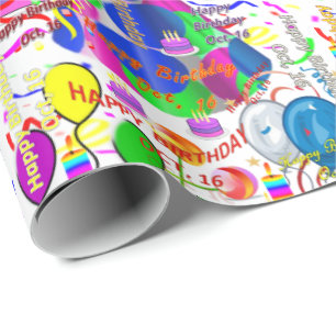 Papel De Presente Outubro, 16 Aniversário, Papel de Embrulhamento