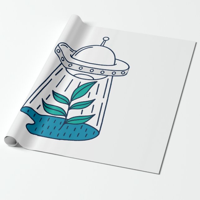 Papel De Presente OVNI de aliens (Desenrolado)