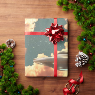 Papel De Presente OVNI Surreal Acima do Lago da Montanha com Planeta