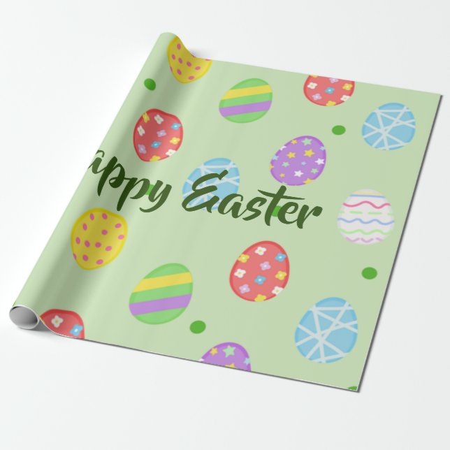 Papel De Presente Ovos coloridos de páscoa Festivos (Desenrolado)