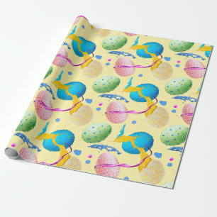Papel De Presente Ovos da páscoa e respingo coloridos da pintura