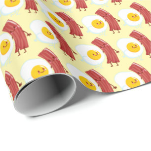 Papel De Presente Ovos de azulejos fofos padrão bacon