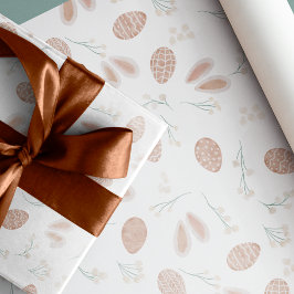 Papel De Presente Ovos de boho de páscoa giro padrão de coelho flora