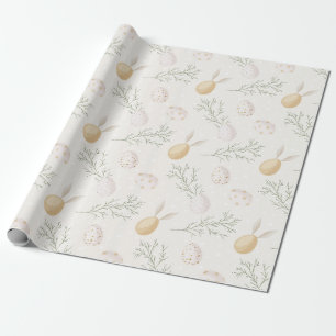 Papel De Presente Ovos de Coelho de Páscoa Boho Padrão Floral Sage e