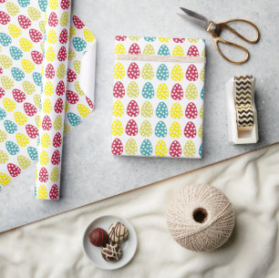 Papel De Presente Ovos de Páscoa Coloridos Feliz Páscoa