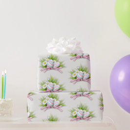 Papel De Presente Ovos de Páscoa com Fita Rosa