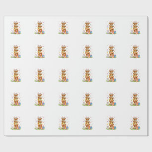 Papel De Presente Ovos de Páscoa da Vaca Coquete Western Highland Bu