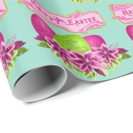 Papel De Presente Ovos De Páscoa E Felz pascoa De Flores