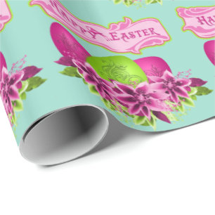 Papel De Presente Ovos De Páscoa E Felz pascoa De Flores