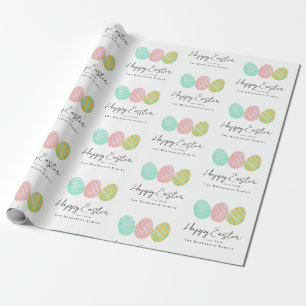 Papel De Presente Ovos de Páscoa Feliz Personalizados Aquarela