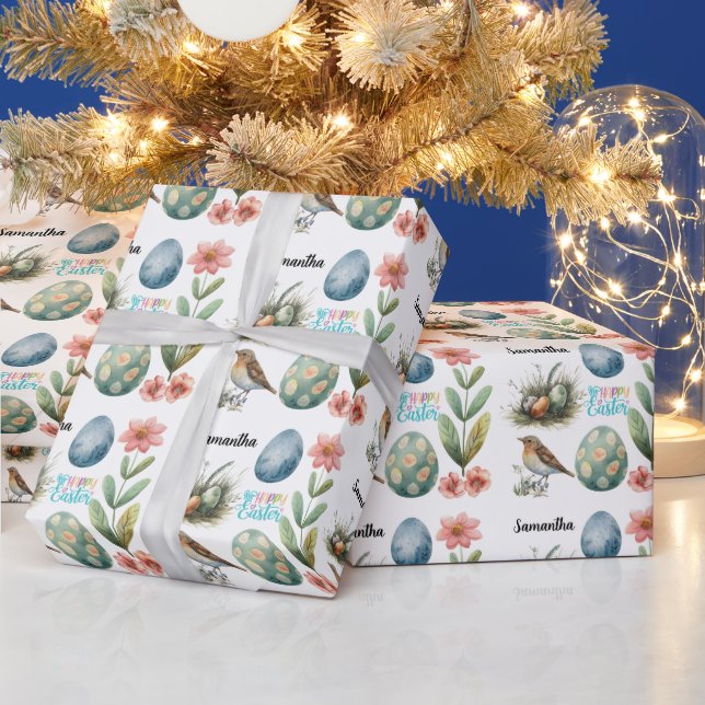 Papel De Presente Ovos de Páscoa Felizes e Caprichosos Personalizado (Feriados)