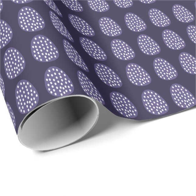 Papel De Presente Ovos de Páscoa Felizes Roxos  (Ponta do rolo)