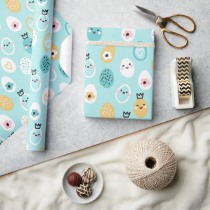 Papel De Presente Ovos de Páscoa Lindos Padrão Ovos Pastel Kawaii