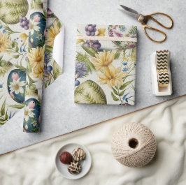 Papel De Presente Ovos de Páscoa padrão nostálgico de colheita n.o 1