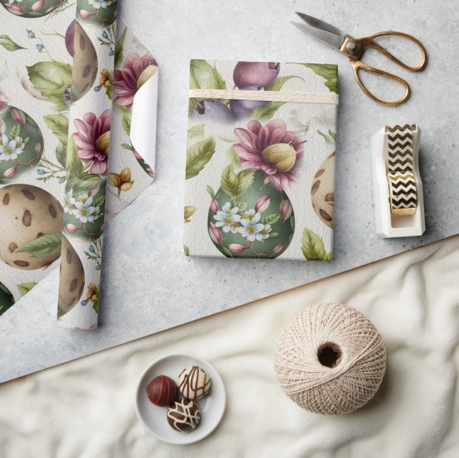 Papel De Presente Ovos de Páscoa padrão nostálgico de colheita n.o 1 (Artesanato)