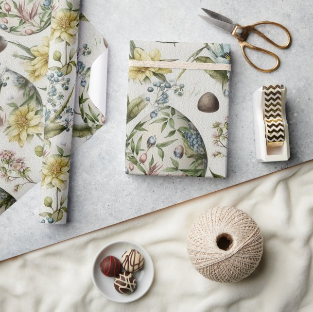 Papel De Presente Ovos de Páscoa padrão nostálgico de colheita n.o 1 (Artesanato)