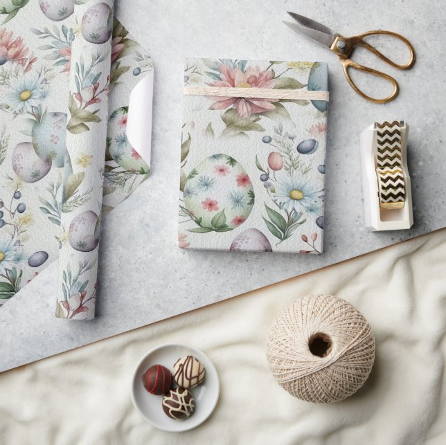 Papel De Presente Ovos de Páscoa padrão nostálgico de colheita n.o 1 (Artesanato)