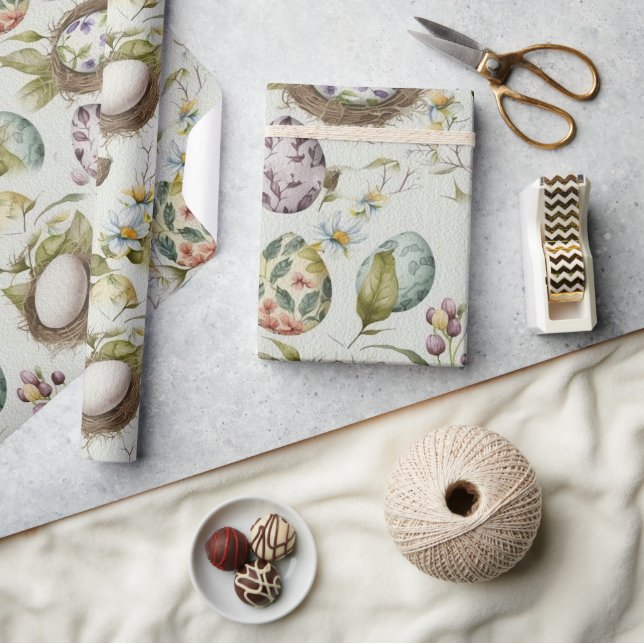 Papel De Presente Ovos de Páscoa padrão nostálgico de colheita n.o 1 (Artesanato)