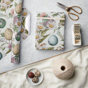 Papel De Presente Ovos de Páscoa padrão nostálgico de colheita n.o 8