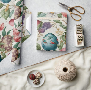 Papel De Presente Ovos de Páscoa padrão nostálgico de vintagem n.o4