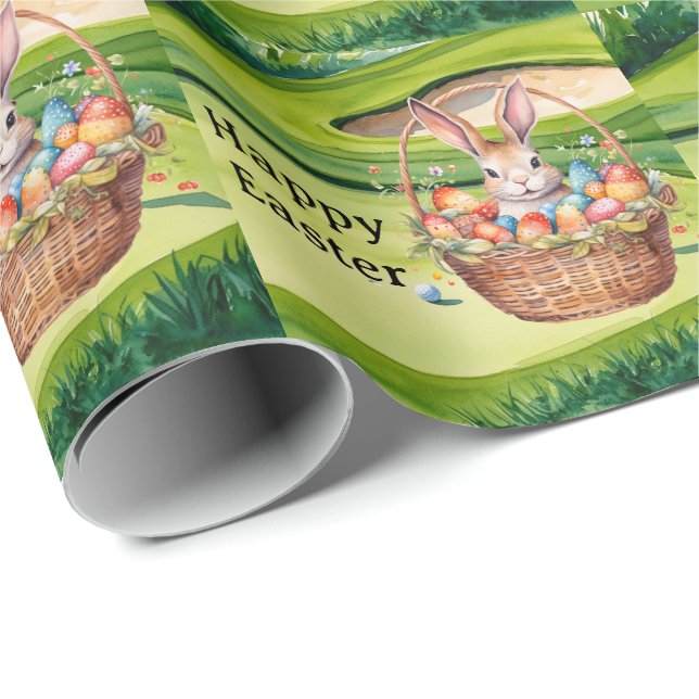 Papel De Presente Ovos de Páscoa para golfista em grama verde  (Ponta do rolo)