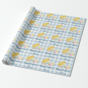 Papel De Presente Ovos de Páscoa Pastel e Pintinho - Ginga Azul