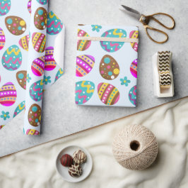 Papel De Presente Ovos de Páscoa Presente Azul Pastel