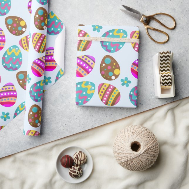 Papel De Presente Ovos de Páscoa Presente Azul Pastel (Artesanato)