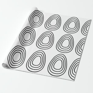 Papel De Presente Ovos de Páscoa Preto e Branco Feliz Páscoa