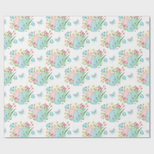 Papel De Presente Ovos de Páscoa primavera, Flores, Borboletas