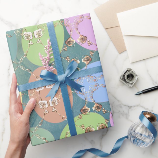 Papel De Presente Ovos de Rosa de páscoa em verde azul (Presentear)