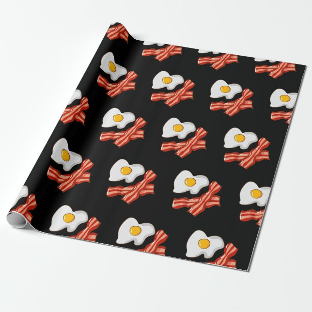 Papel De Presente Ovos Fritos Bacon Amantes da Comida Matutina Comil (Desenrolado)