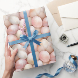 Papel De Presente Ovos Rosa Pêssego de Páscoa