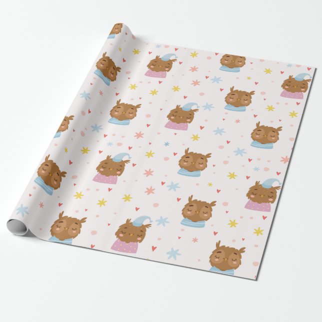 Papel De Presente Owl Pattern (Desenrolado)