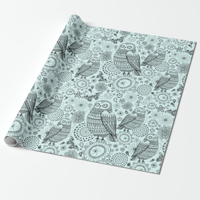 Papel De Presente Owl Pattern (Desenrolado)