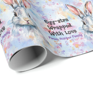 Papel De Presente Own text Watercolor Easter Bunnies