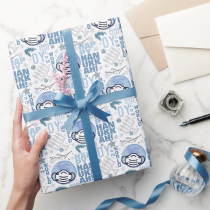 Papel De Presente Oy To The World Engraçado Musk Hanukkah Blue Meno