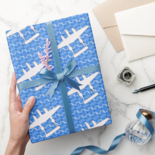 Papel De Presente P-38 White relâmpago em azul