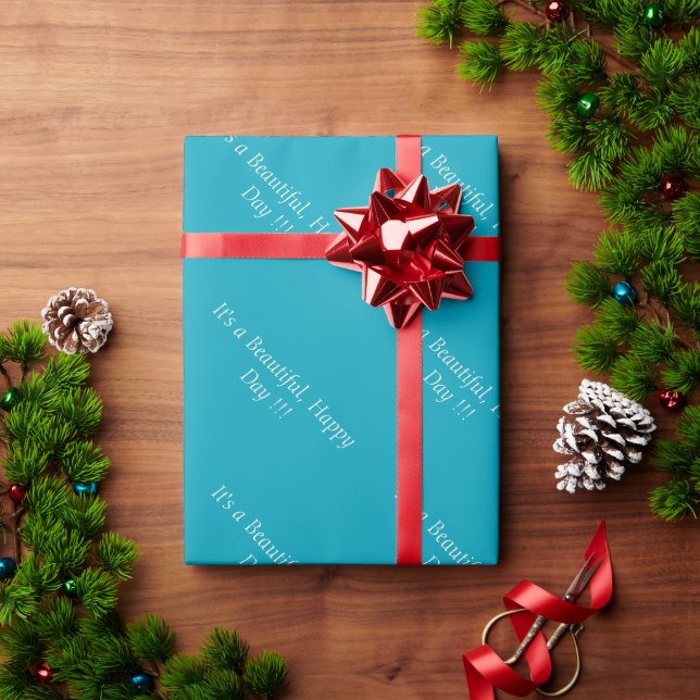 Papel De Presente Pacific Blue 00A1B9 - Mensagem ou Vazio personaliz (Presente de Natal)