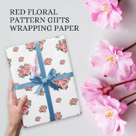 Papel De Presente Pacote comercial de padrão floral vermelho elegant