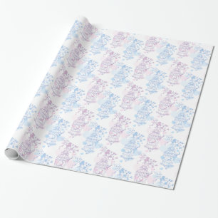 Papel De Presente Pacote de casamento azul roxo de gaiola de aves
