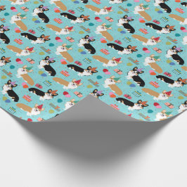 Papel De Presente Pacote de presente de aniversário de Corgi