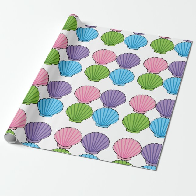 Papel De Presente Pacote de Seashell Colorido de Pastel (Desenrolado)