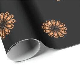 Papel De Presente Padrão 2 de Cobre e Mandala Preto